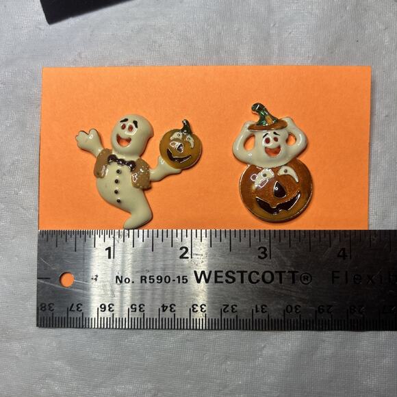 Halloween Ghost & Pumpkin Enamel Pins Bundle New, Cute Ghosts Jack‑O‑Lanter Lot - Picture 11 of 12